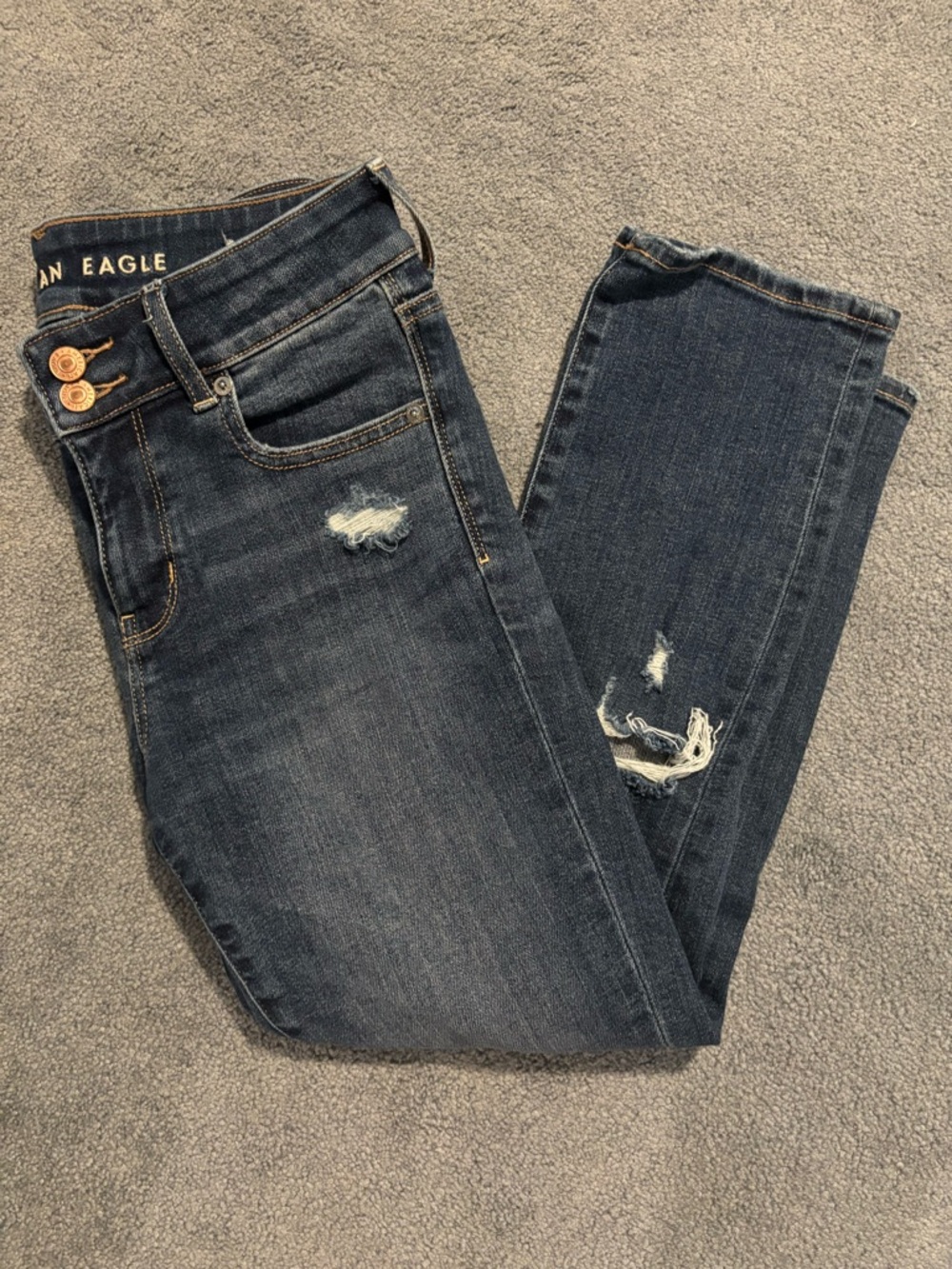 American Eagle Outfitters Dark Blue Ripped Skinny Jeans